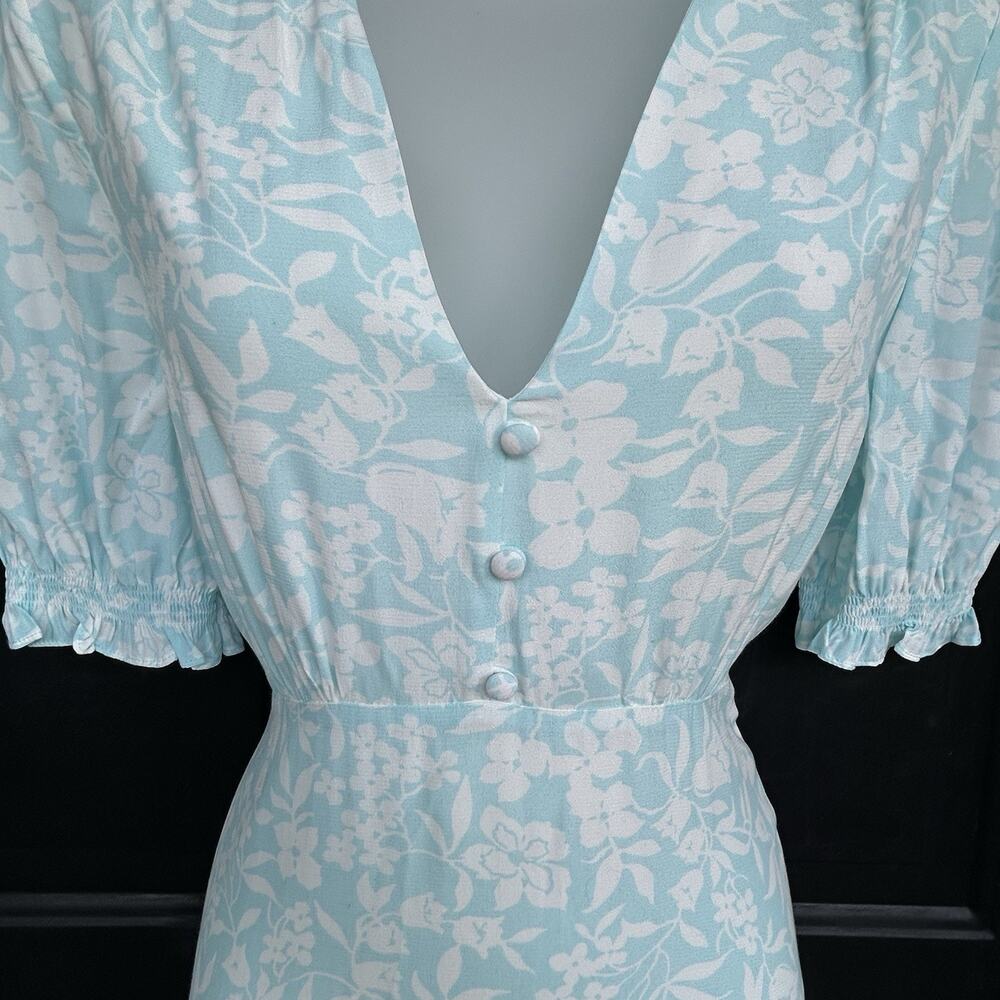 Hobbs London Helen Dress Size 6 (UK 10) Floral Midi Blue Ivory V-Neck Regency - Picture 7 of 12